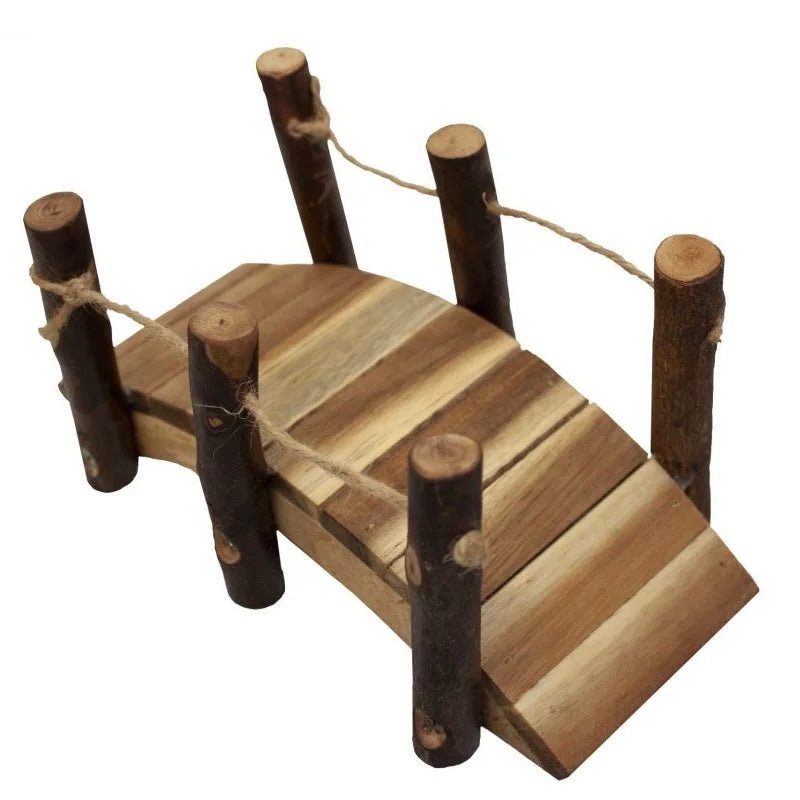 Natural wooden toy bridge for dollhouse play