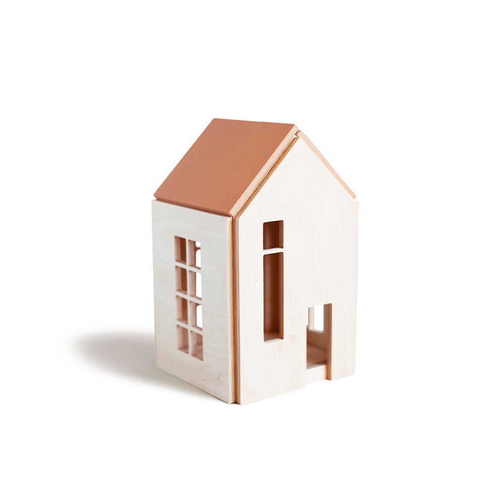 babai wooden magnetic dollhouse white with terracotta roof