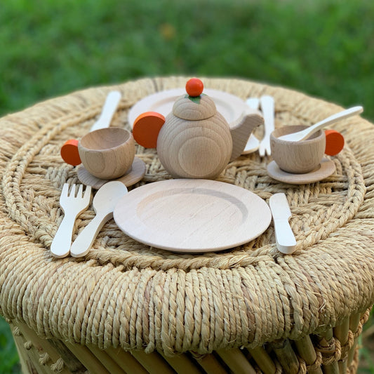 Erzi Wooden Play Kitchen Crockery Set - Natural