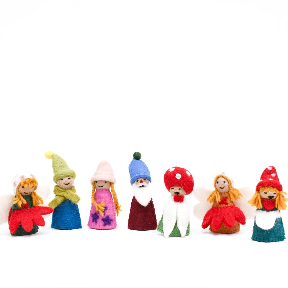 Waldorf Handmade Felt Finger puppet toys fairies and gnomes