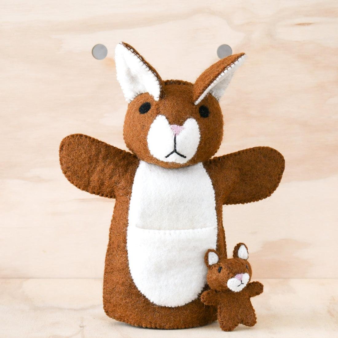 Handmade Felt Kangaroo and Joey Puppet