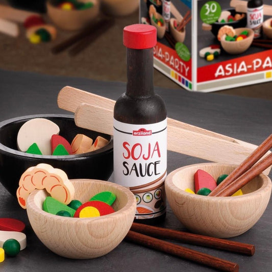 erzi wooden wok pretend kitchen set
