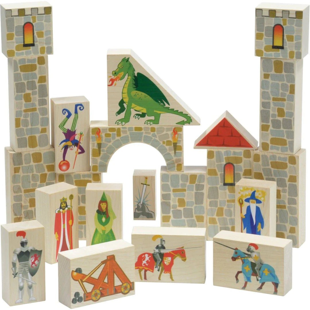 Wooden castle building blocks sales
