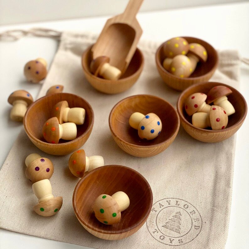 montessori usa made mushroom sorting toys close