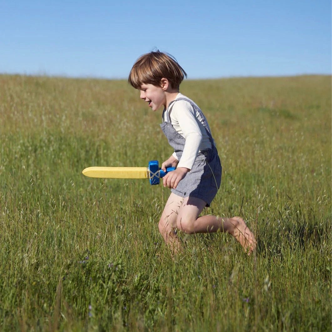 sarah's silks boy playing with silk sword