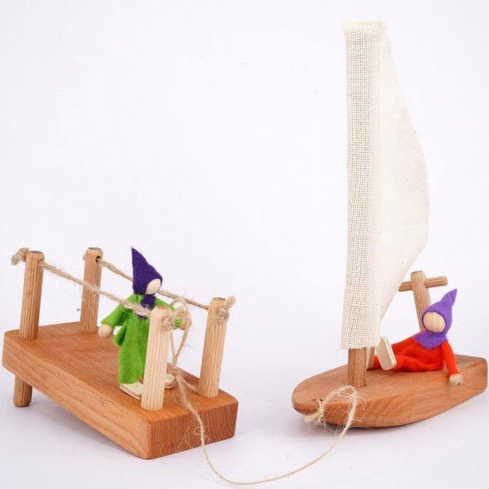 magic wood wooden sailboat and dock with fairies