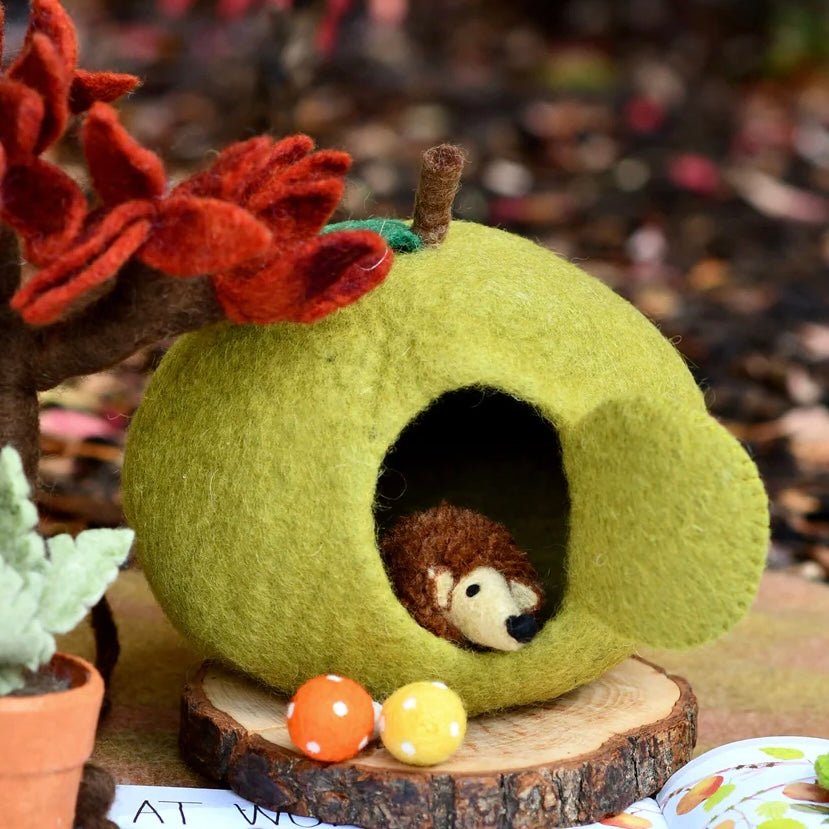 waldorf felt hedgehog apple house toy
