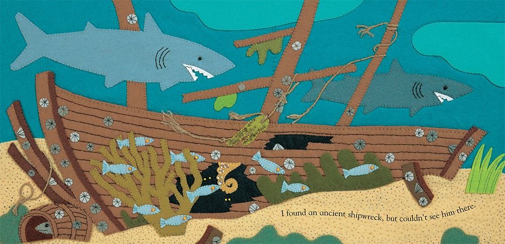 Secret Seahorse childrens book shark shipwreck illustration
