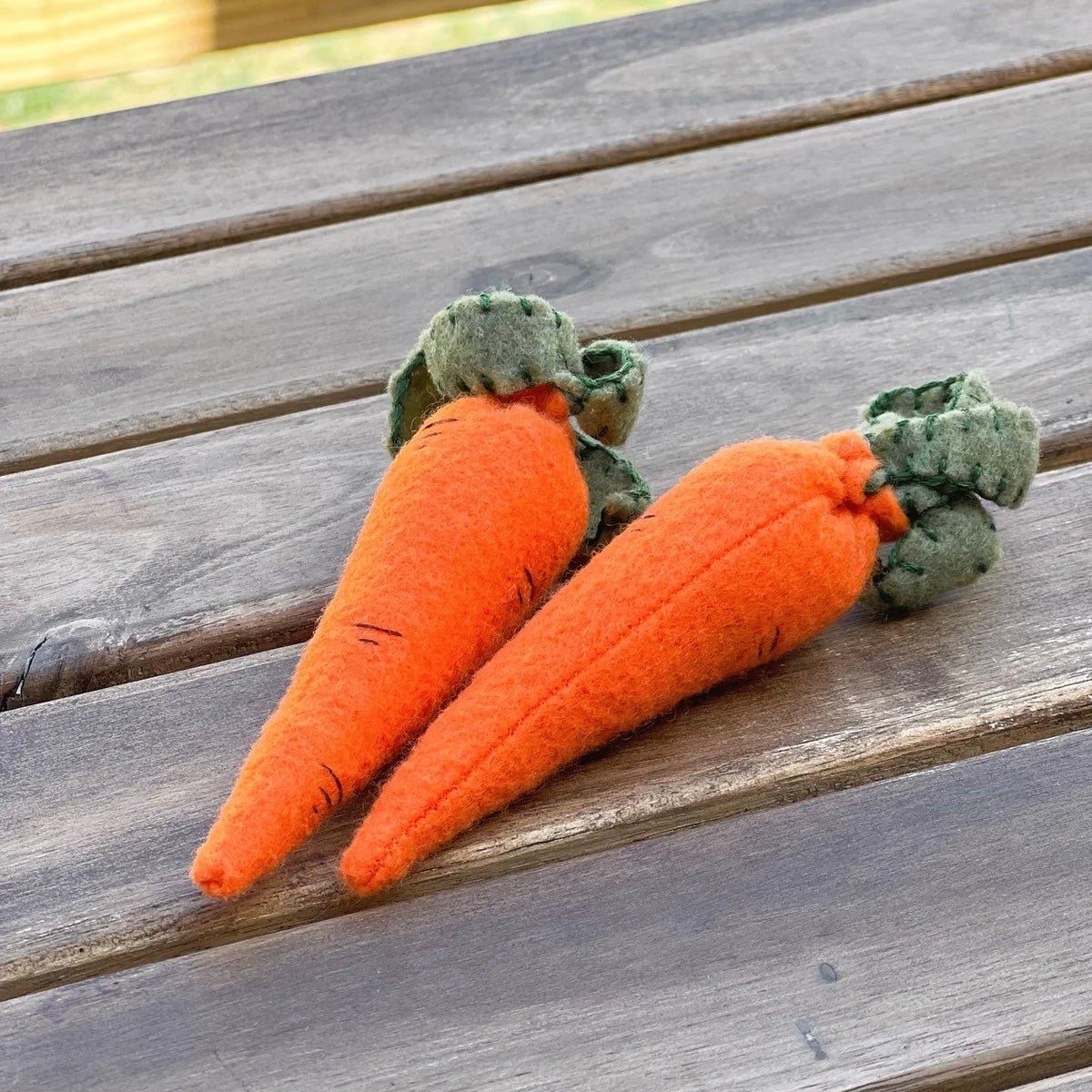 2 handmade in usa play food carrots