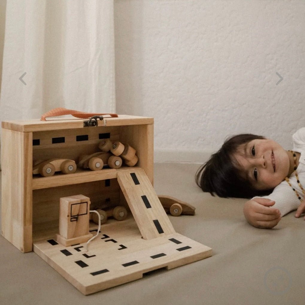 natural eco-friendly wooden car play set