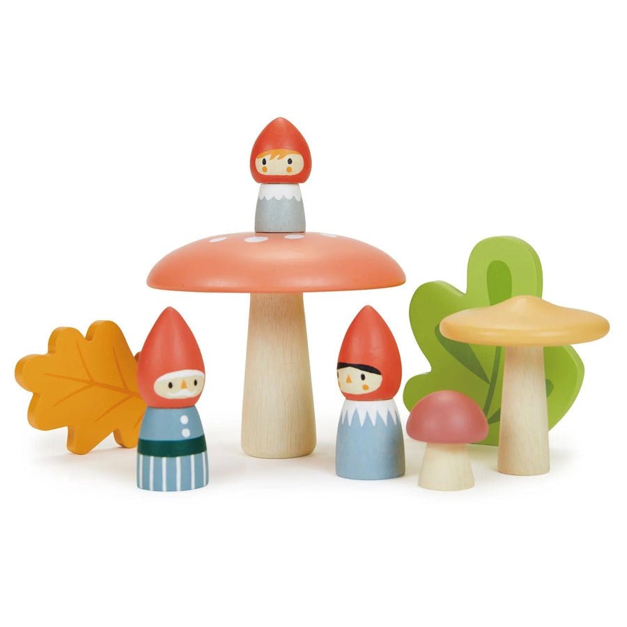 waldorf wooden mushroom gnome family