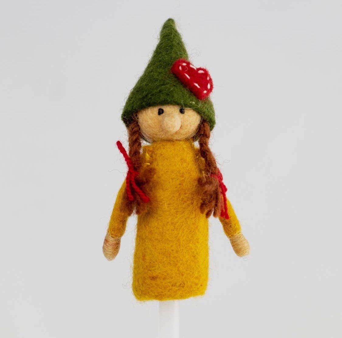 Handmade Felted Love Gnome Finger Puppet Tree Hollow Toys