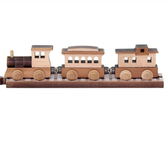 maple landmark wooden old west train car set