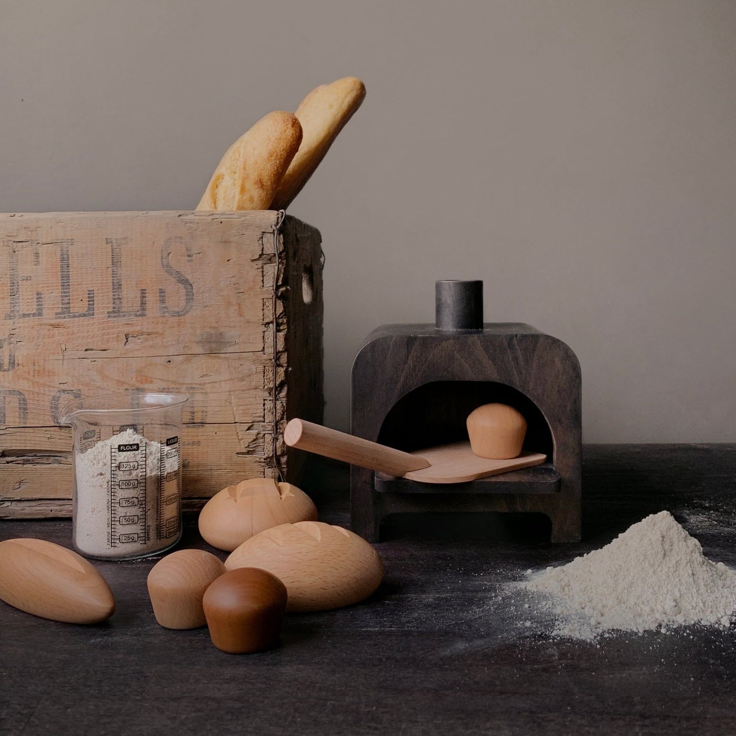wooden pretend oven play set