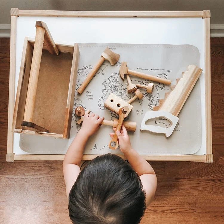 natural wooden kids tool set