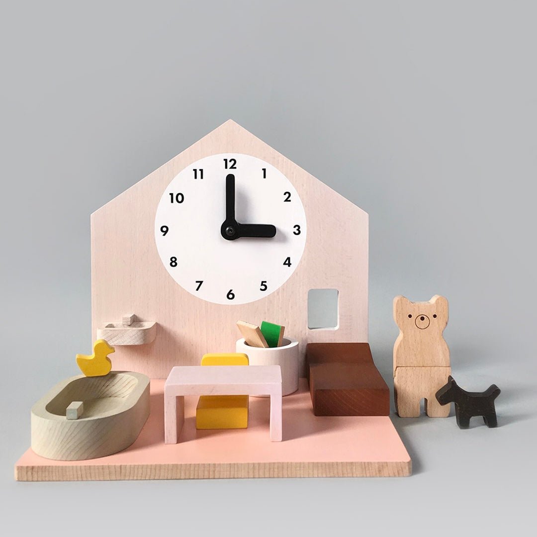 wooden activity routine dollhouse