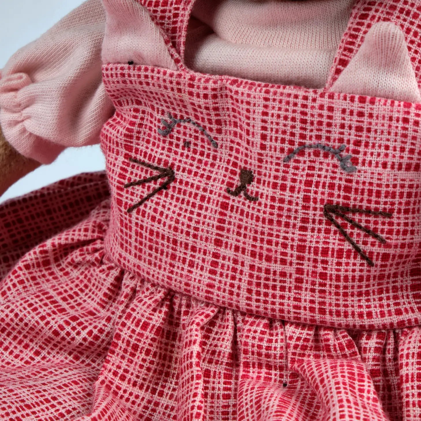 handmade african american black waldorf doll cat dress