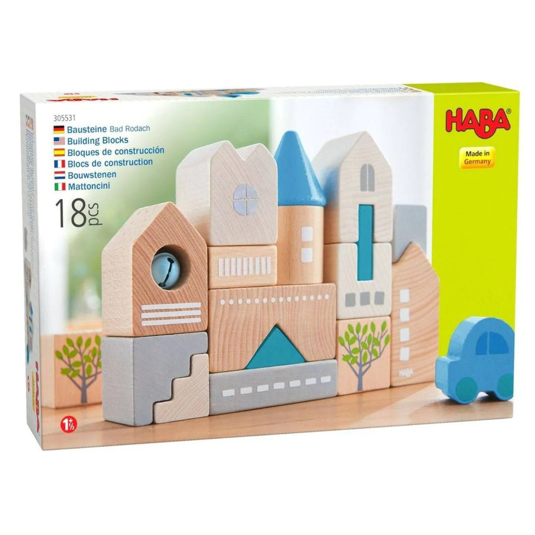 haba town wooden building blocks box