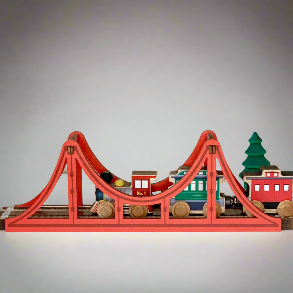 maple landmark kids wooden suspension bridge and train