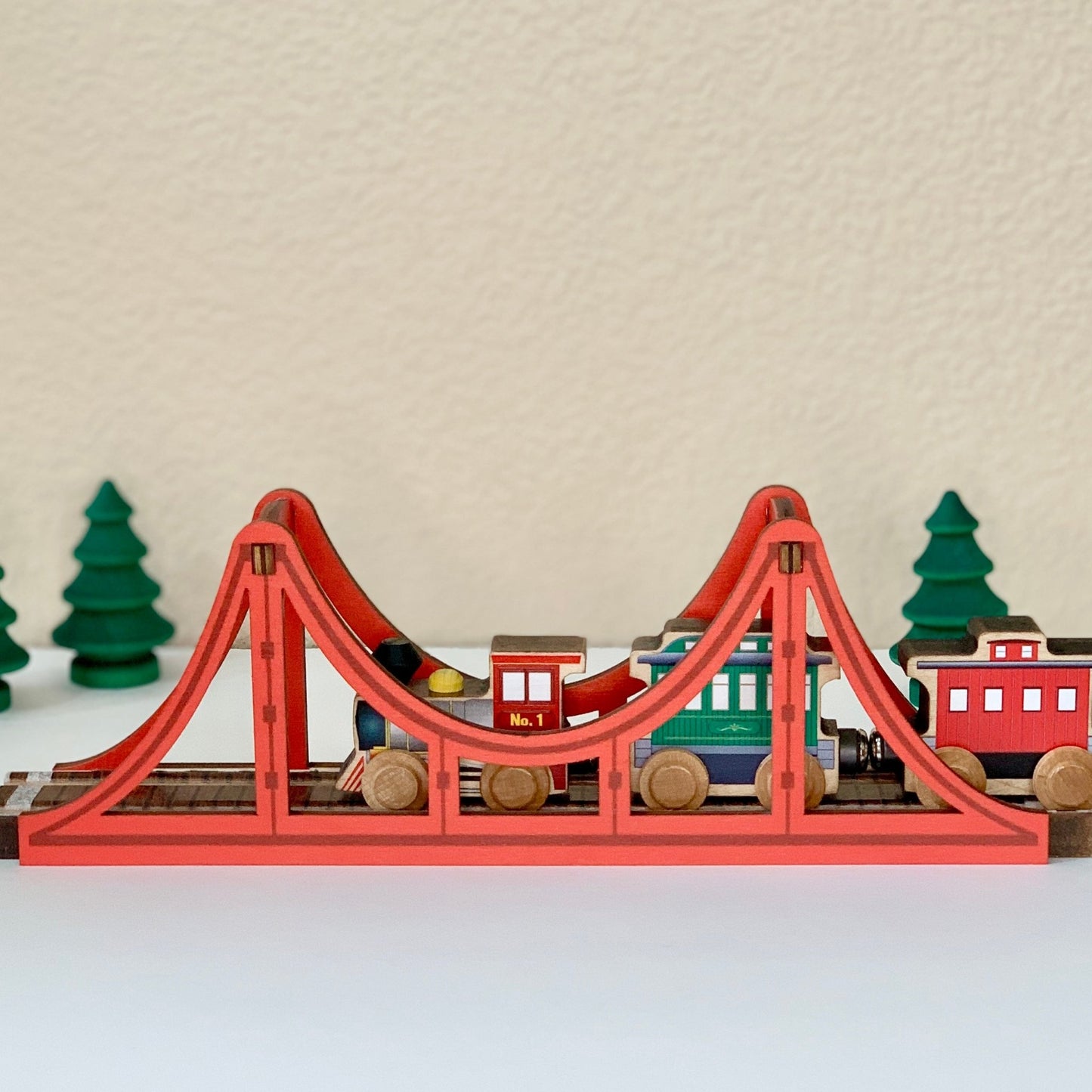 Wooden Train Track Suspension Bridge - Made in USA