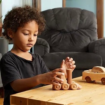 Wooden Boat and Train Puzzle Toy - Made in USA