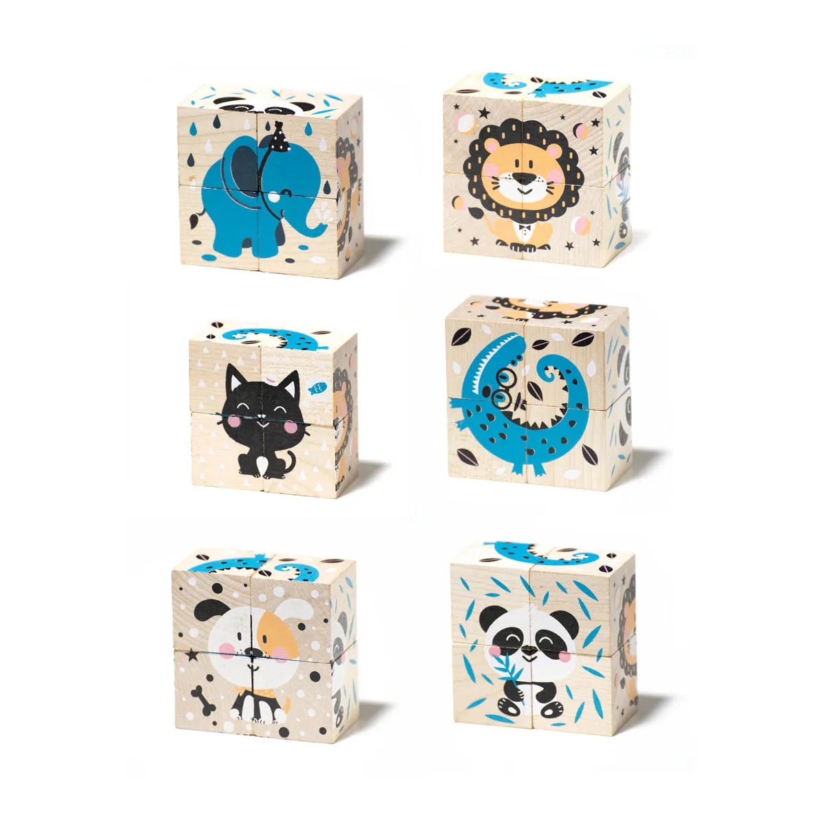 eco-friendly toys natural wood animal block puzzle