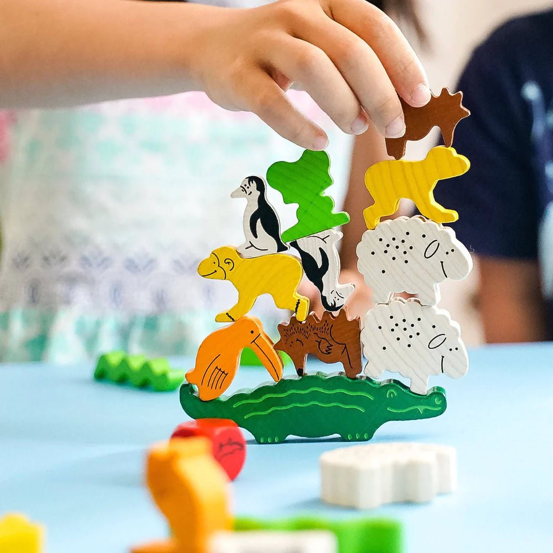 haba wood animal stacking game for kids