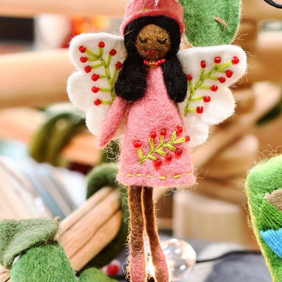 handmade felt waldorf fairy peach dress