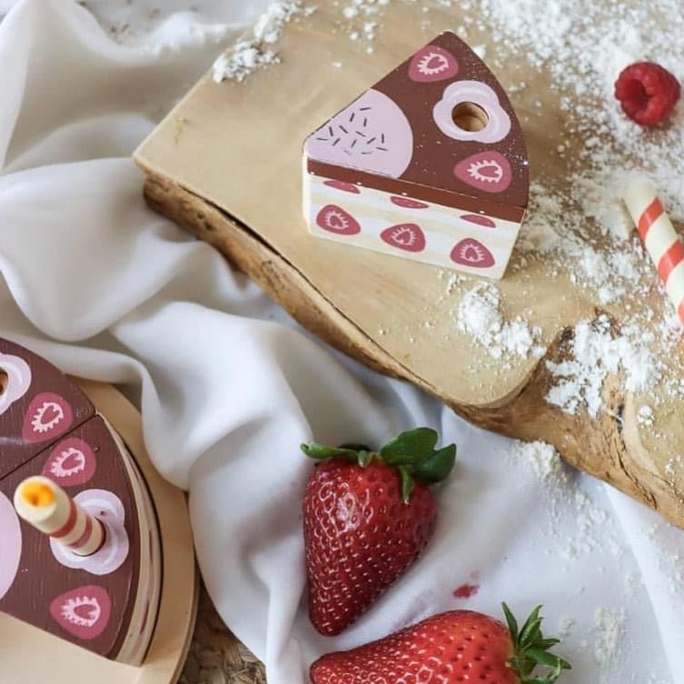 natural toy wooden cake slice
