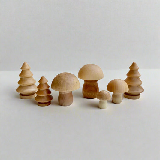 usa made montessori wood mushroom forest set