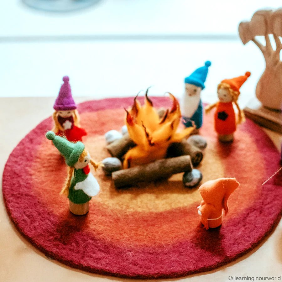 Handmade Felted Campfire Playmat