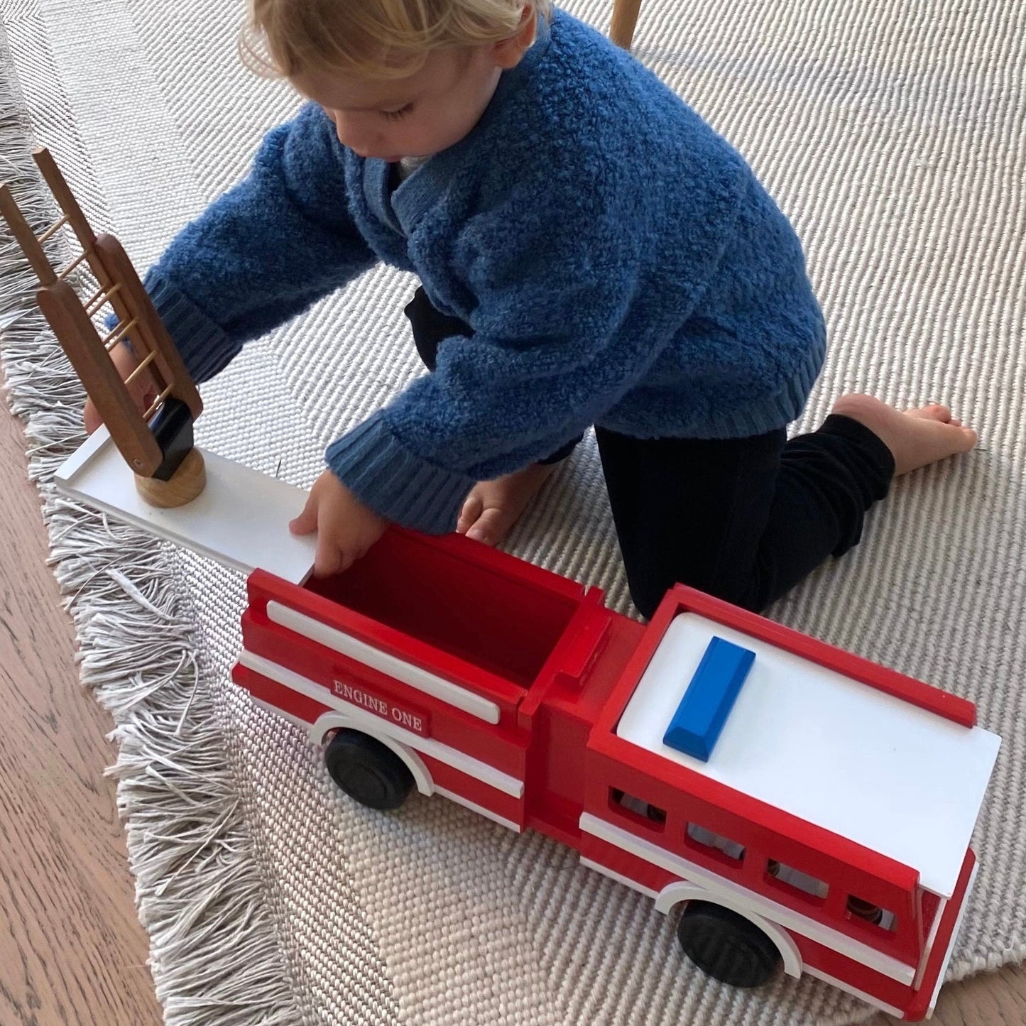 Wooden Firetruck and Firefighters Play Set