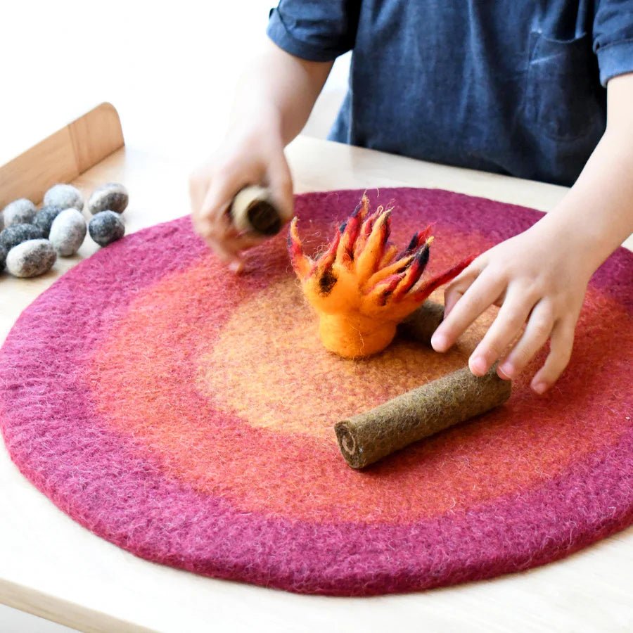 Handmade Felted Campfire Playmat