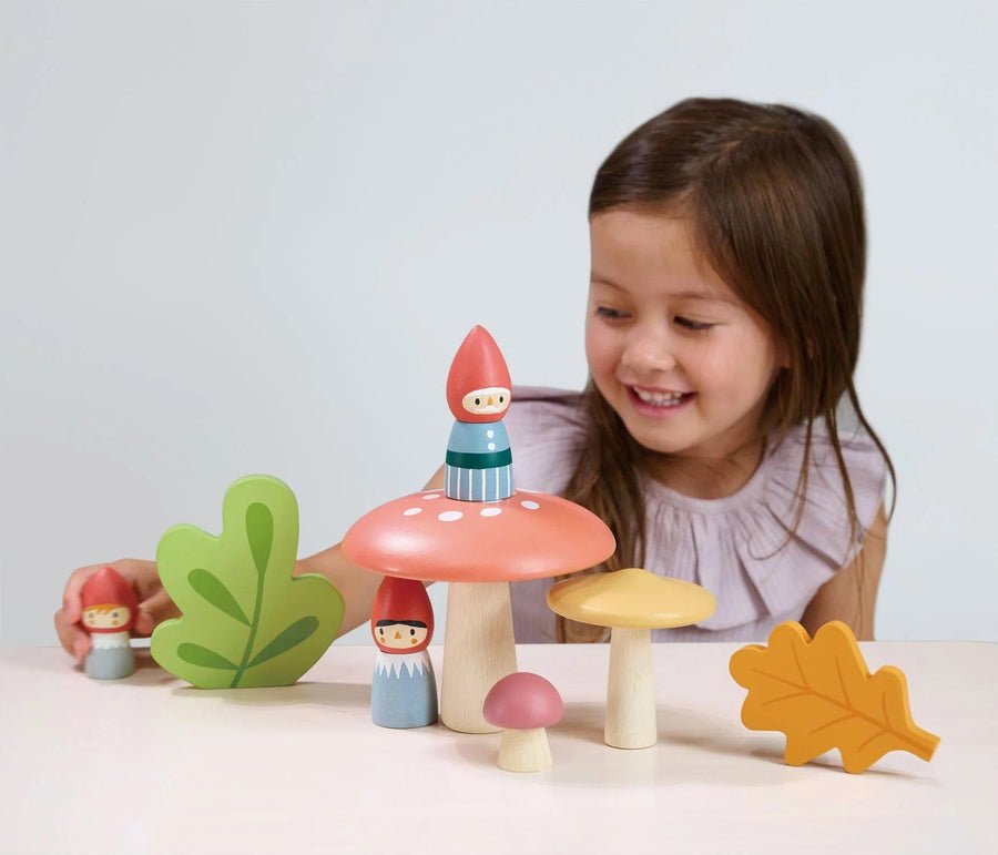 waldorf wooden mushroom gnome family 2