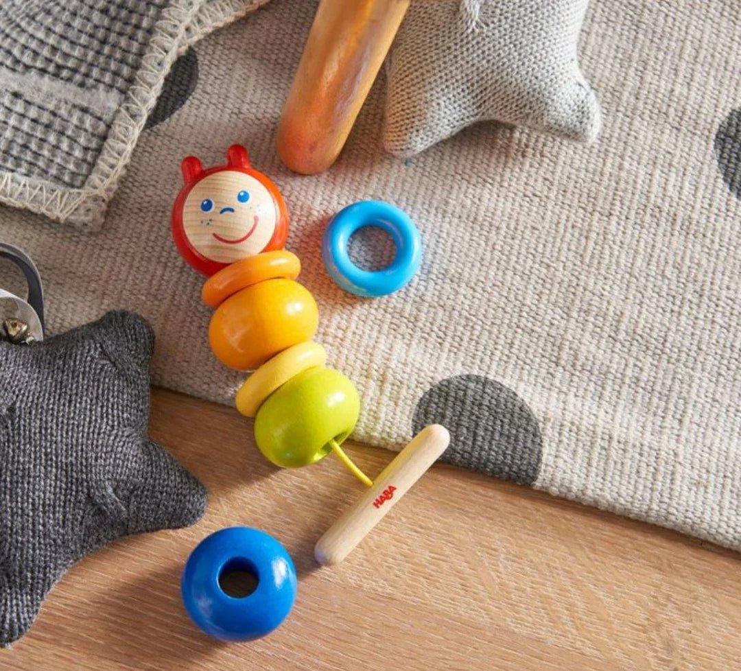 haba wooden threading caterpillar toy 5