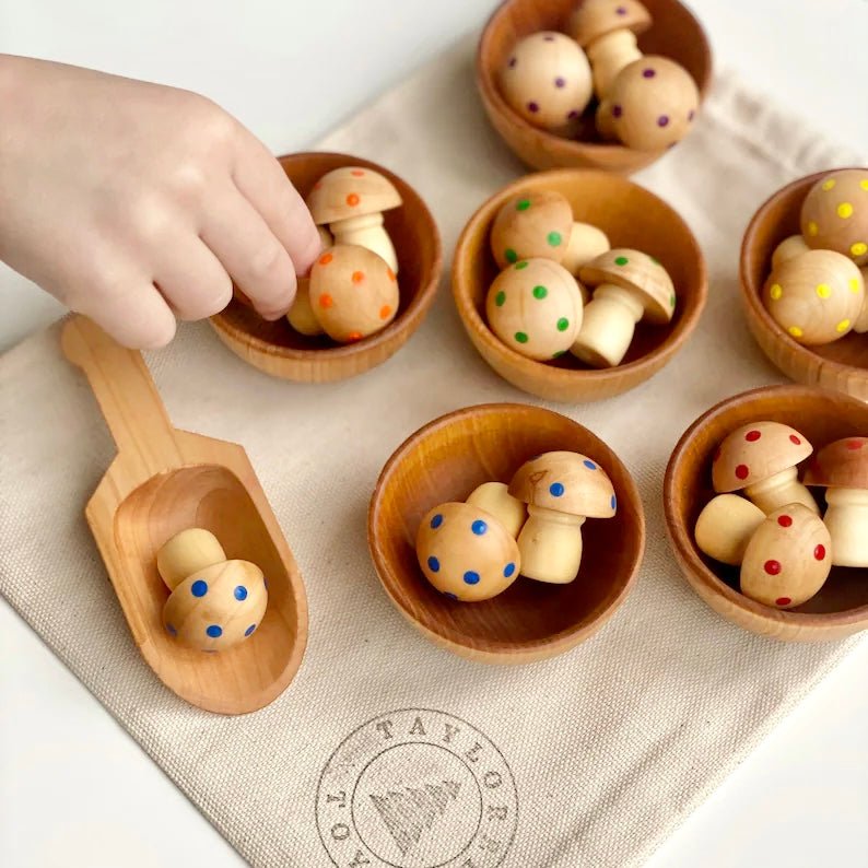 montessori usa made  mushroom sorting toys 4