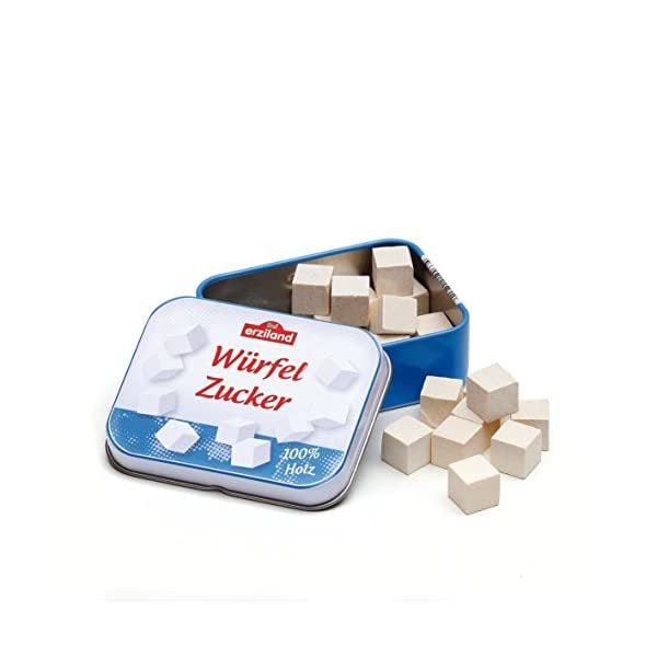 erzi wooden play food sugar cubes in tin