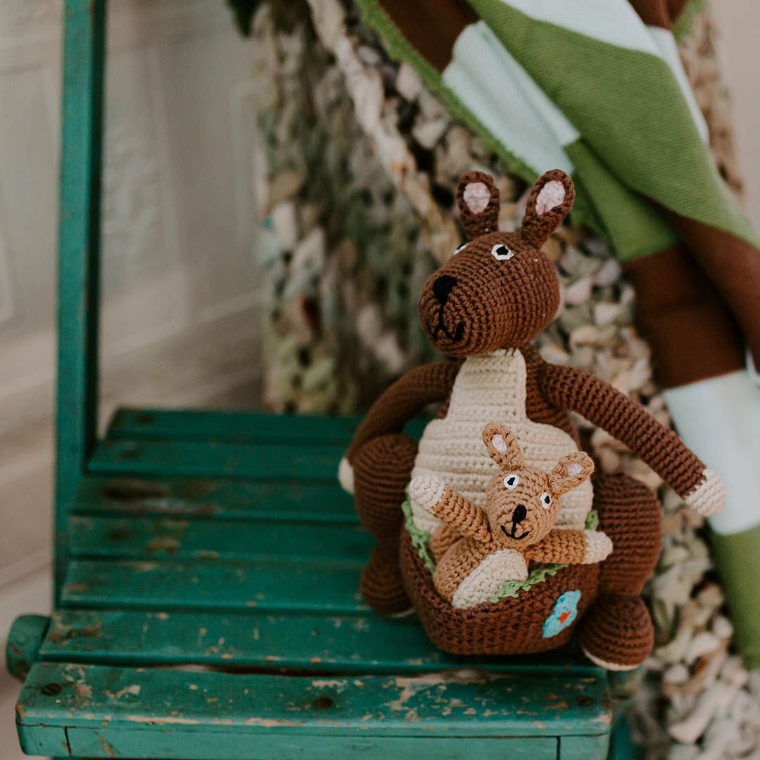 organic crochet stuffed animal kangaroo