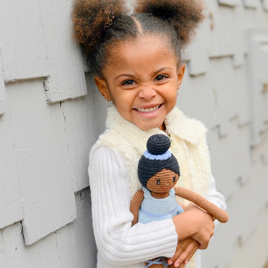 fair trade handmade crochet black ballerina doll