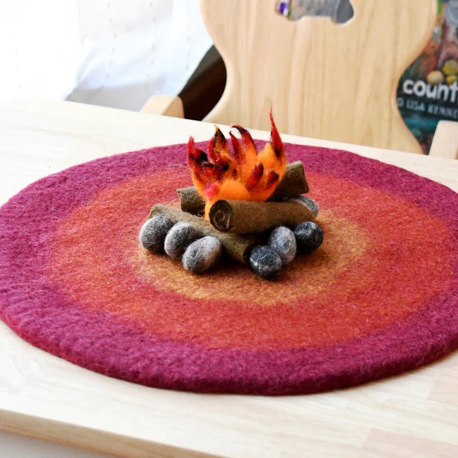 Handmade Felted Campfire Playmat