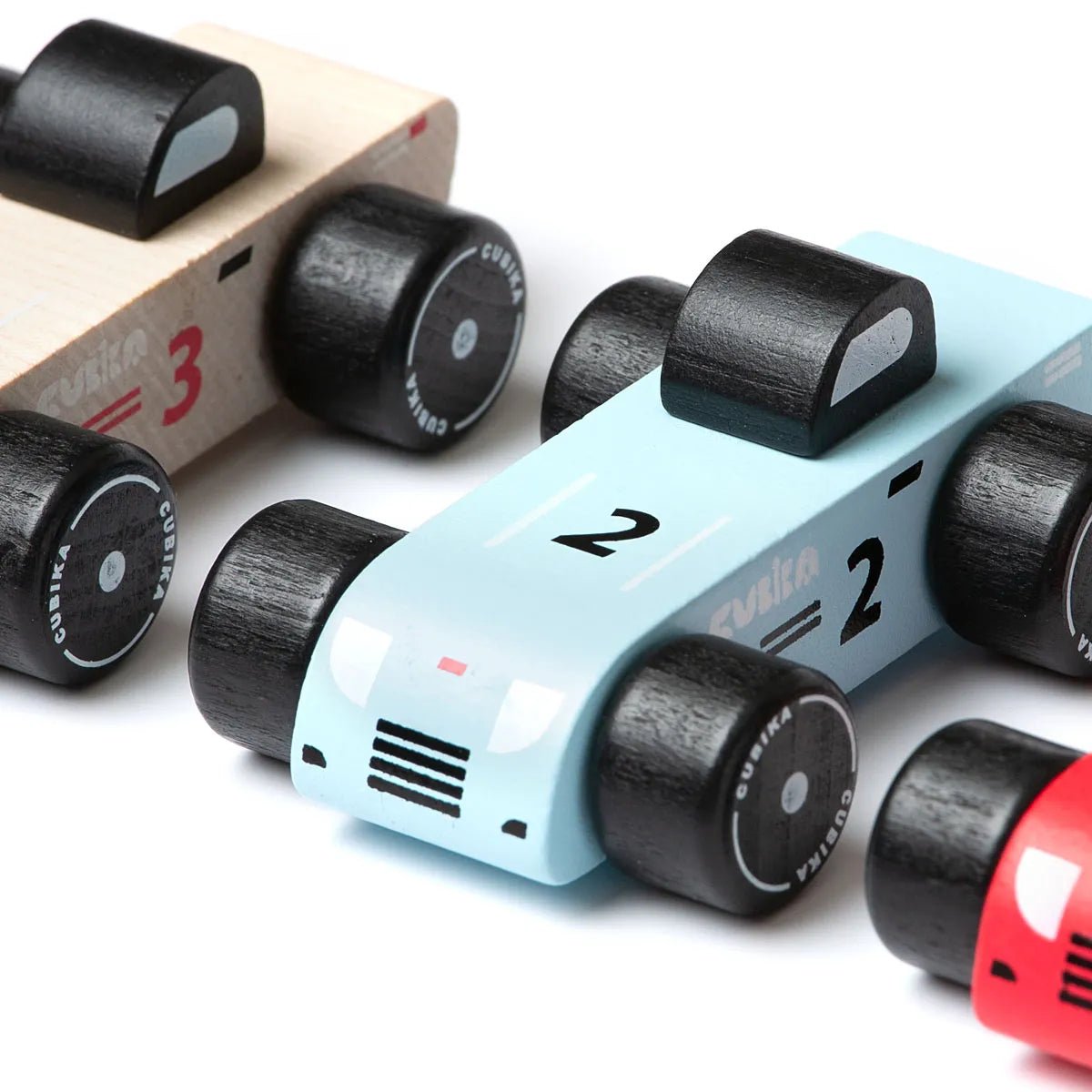 eco-friendly wooden race cars close