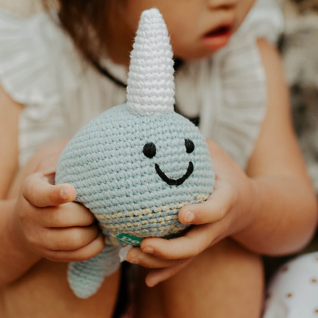 fair trade organic crochet narwhal rattle