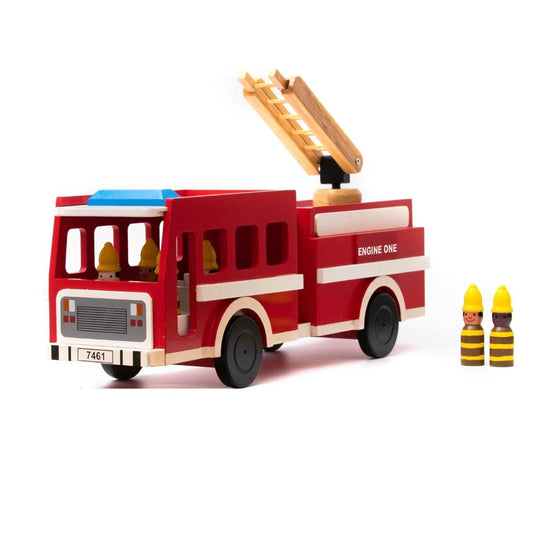 Wooden Firetruck and Firefighters Play Set