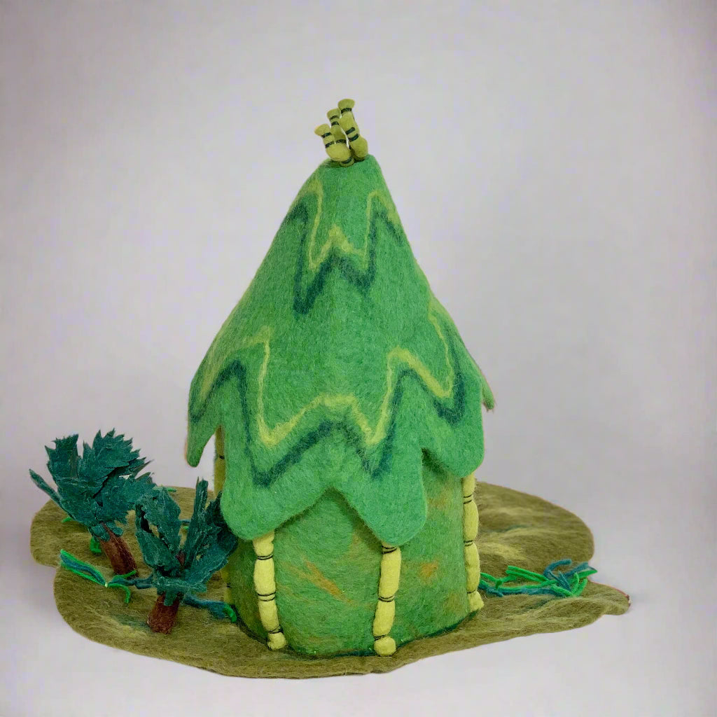 winding road felt jungle hut dollhouse back