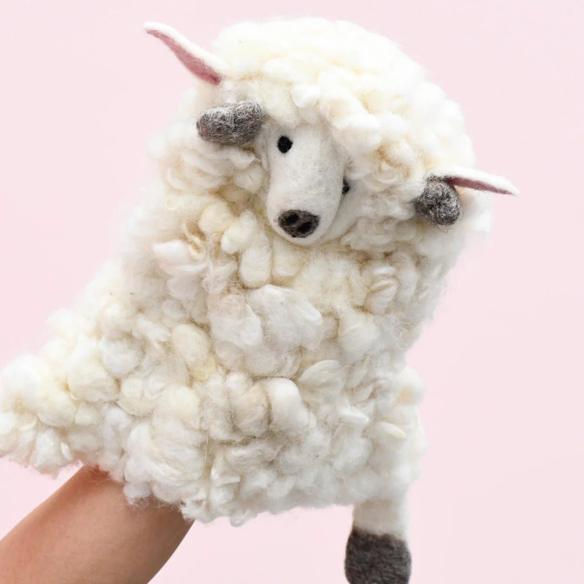 felt wooly lamb hand puppet