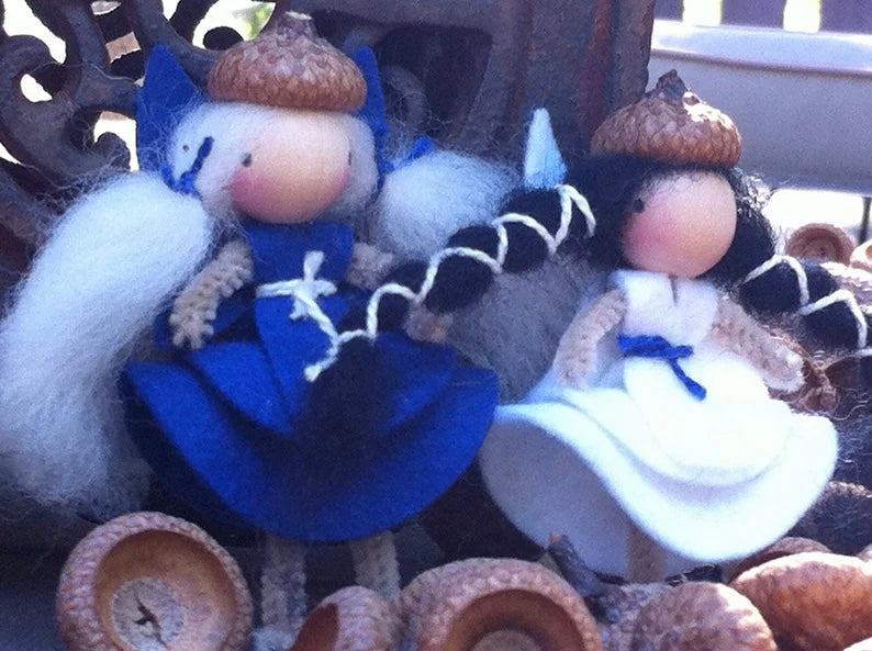 pied piper crafts kit winter fairy dolls in blue and white