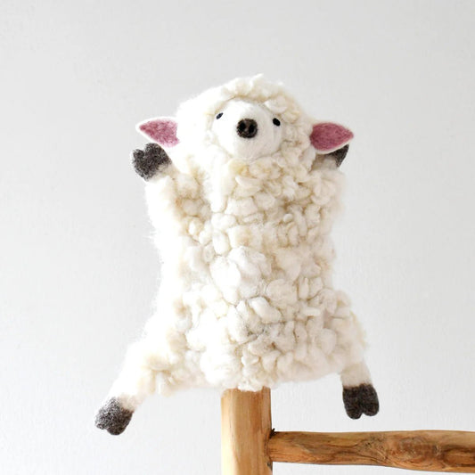 felt lamb hand puppet toy