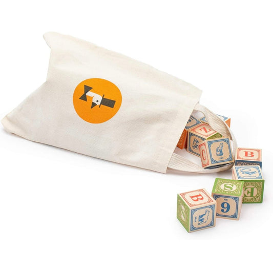 abc wooden blocks with bag