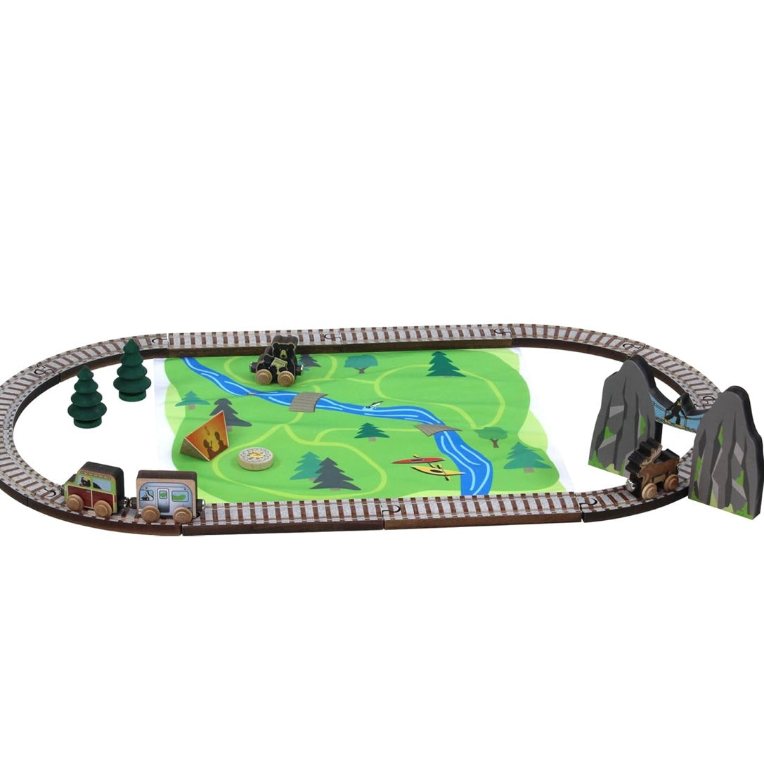 Maple Landmark Mountain Adventure Wooden Train Track Set