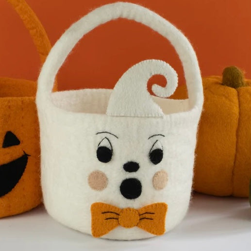 handmade felt halloween ghost trick or treat basket